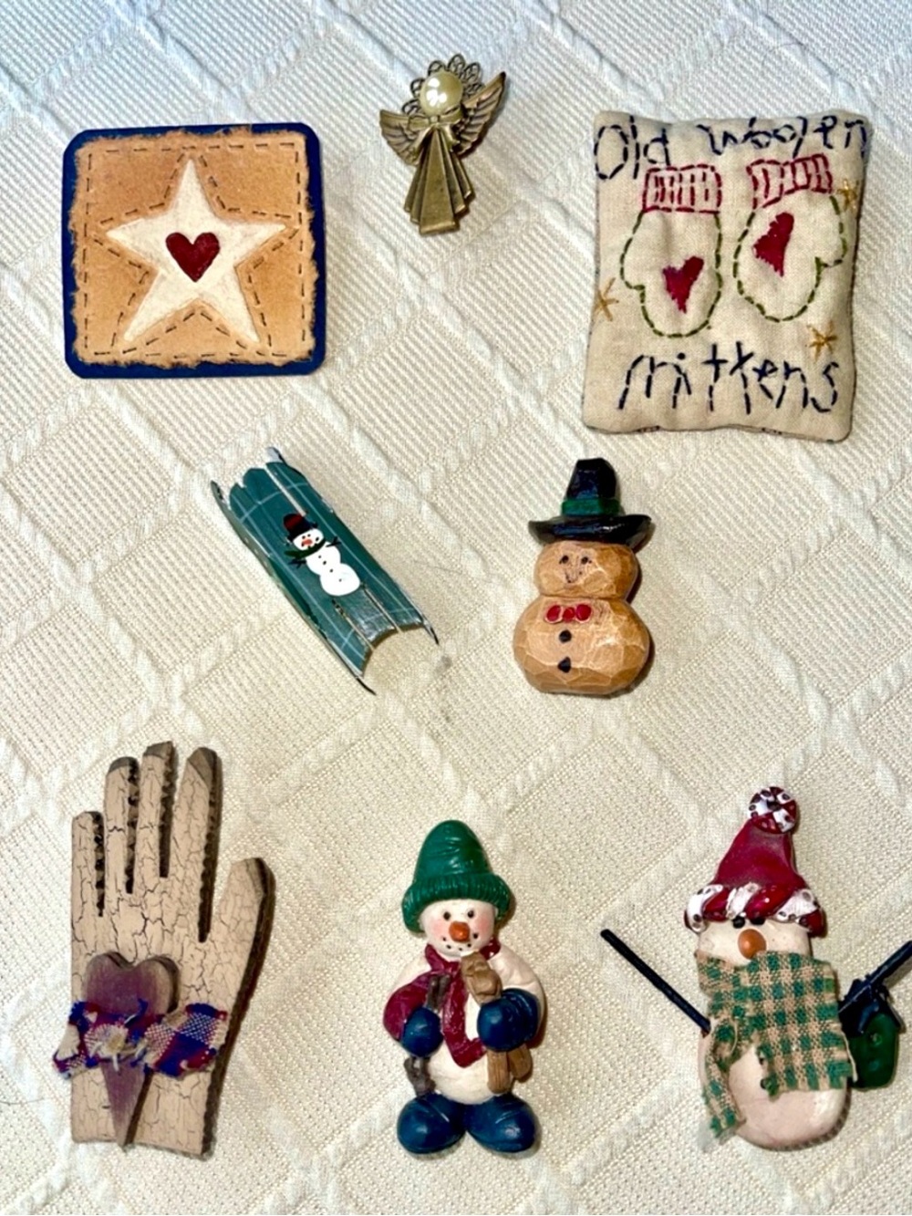 Lot of Snowman & Rustic Winter Brooches
